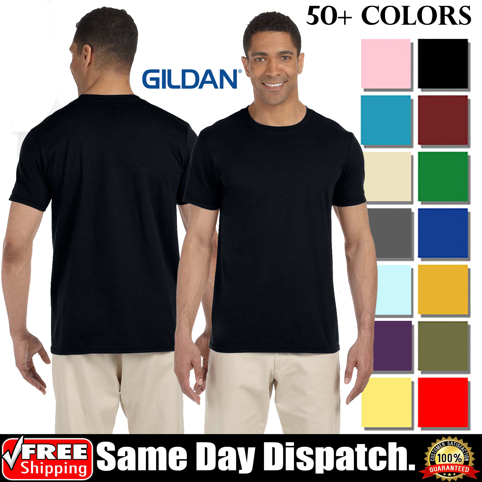 Gildan Softstyle 4.5 oz. Ringspun Cotton Crew Neck Plai, T-Shirt G640 ...