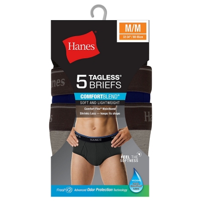 Hanes FreshIQ Men's ComfortBlend Dyed Briefs 5-Pack