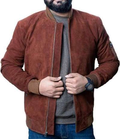 USTRADEENT Iconic Men's Suede 100% Genuine Premium Leather Biker Jacket