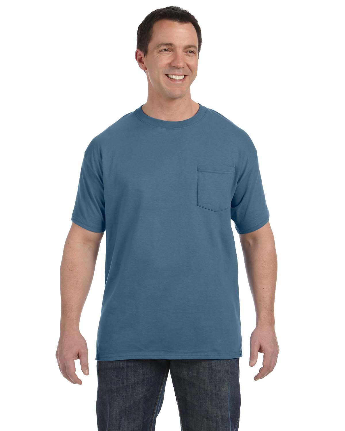 Hanes Men's 6 oz.100% Preshrunk Cotton Authentic-T Pocket T-Shirt H5590 ...