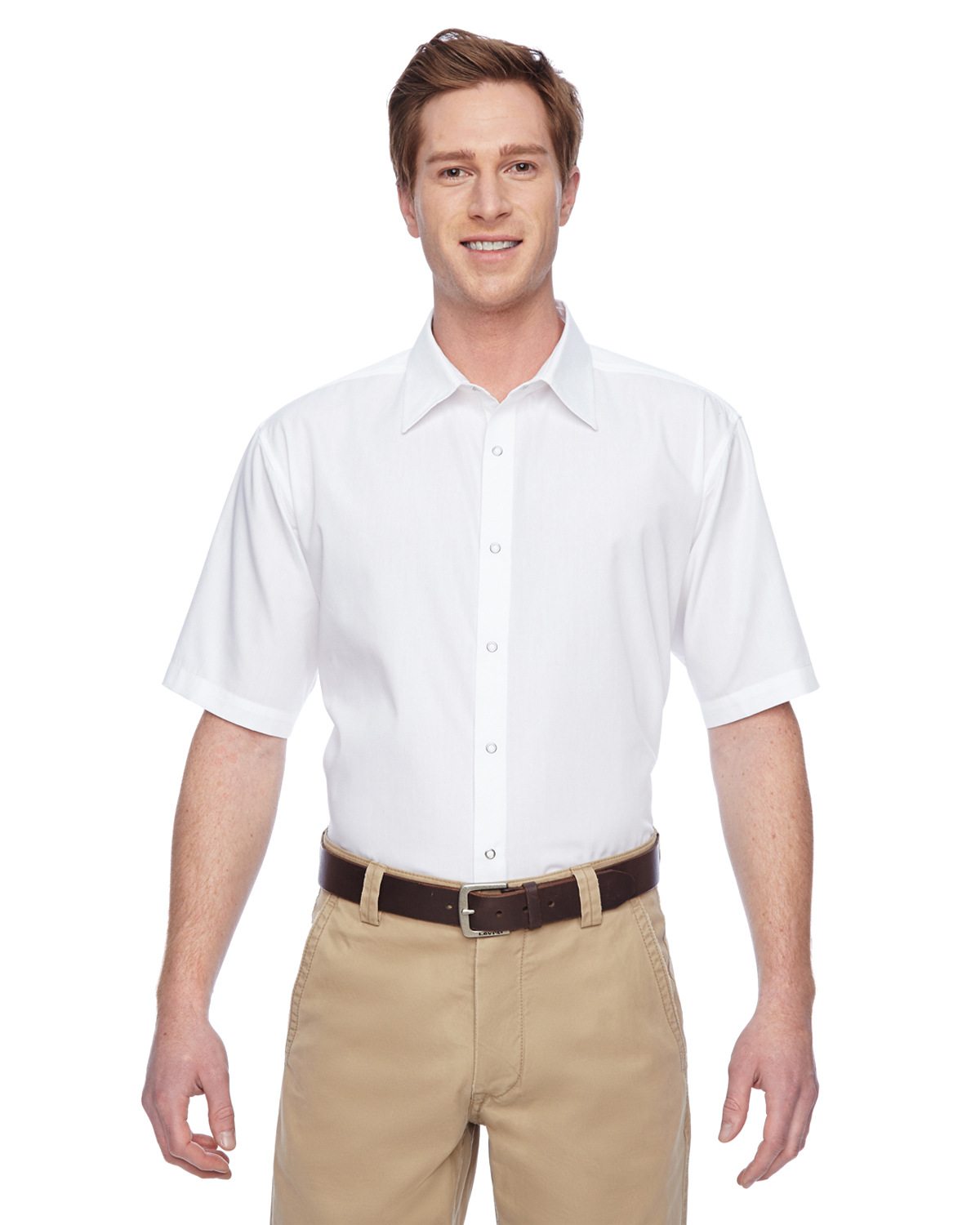 Harriton Men's Advantage Snap Closure Short-Sleeve Shirt M545