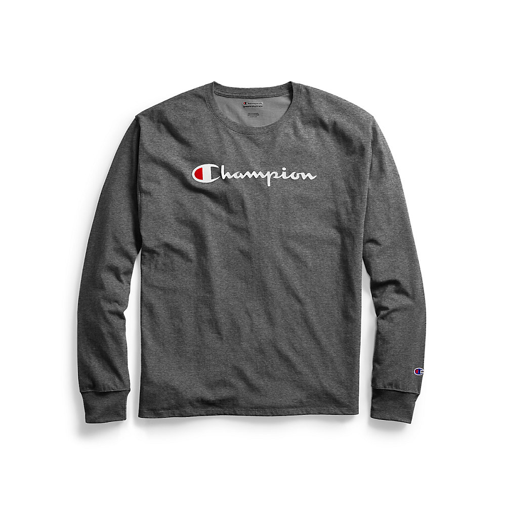 Champion Mens Classic Jersey Long Sleeve Tee Script Logo In Bulk Price 6109