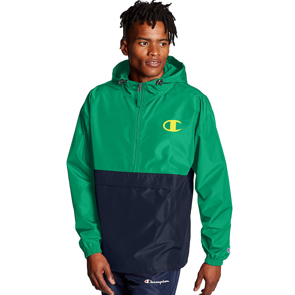 champion packable jacket vertical logo